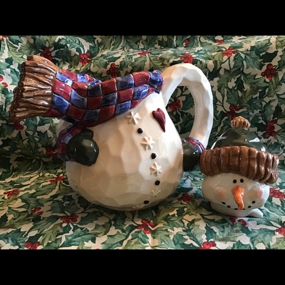 The Boyd’s Collection: Bundle Up Snowman Teapot Set ... Rare - Picture 6 of 12